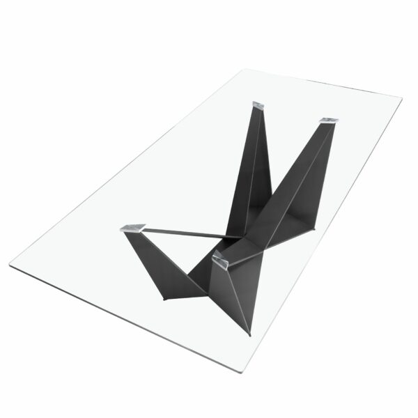 Mesa comedor rectangular cristal templado y acero negro