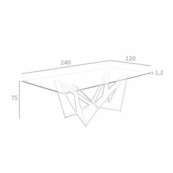 Mesa comedor rectangular cristal templado y acero negro