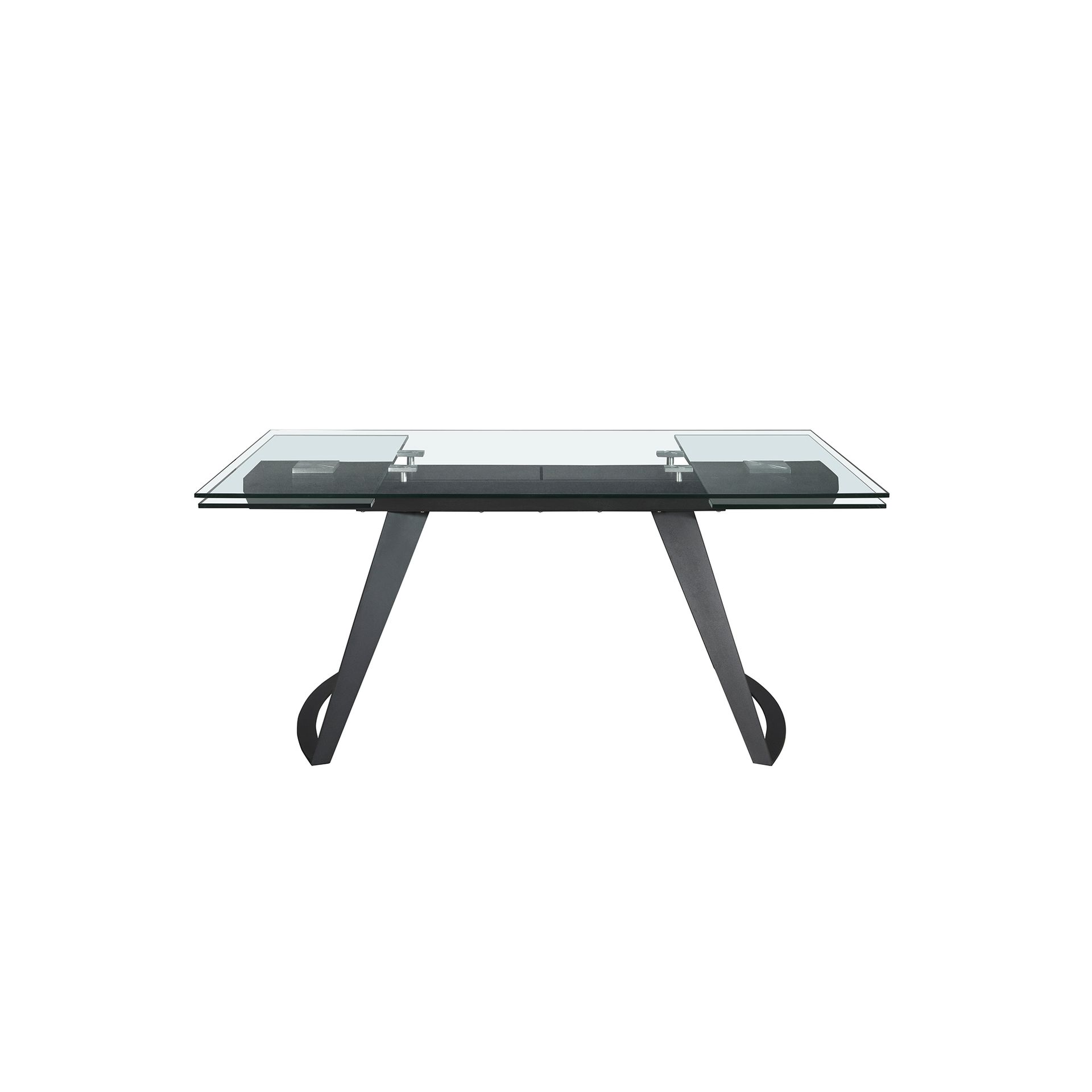 Mesa comedor extensible rectangular cristal templado y acero negro Mesa comedor extensible rectangular cristal templado y acero negro