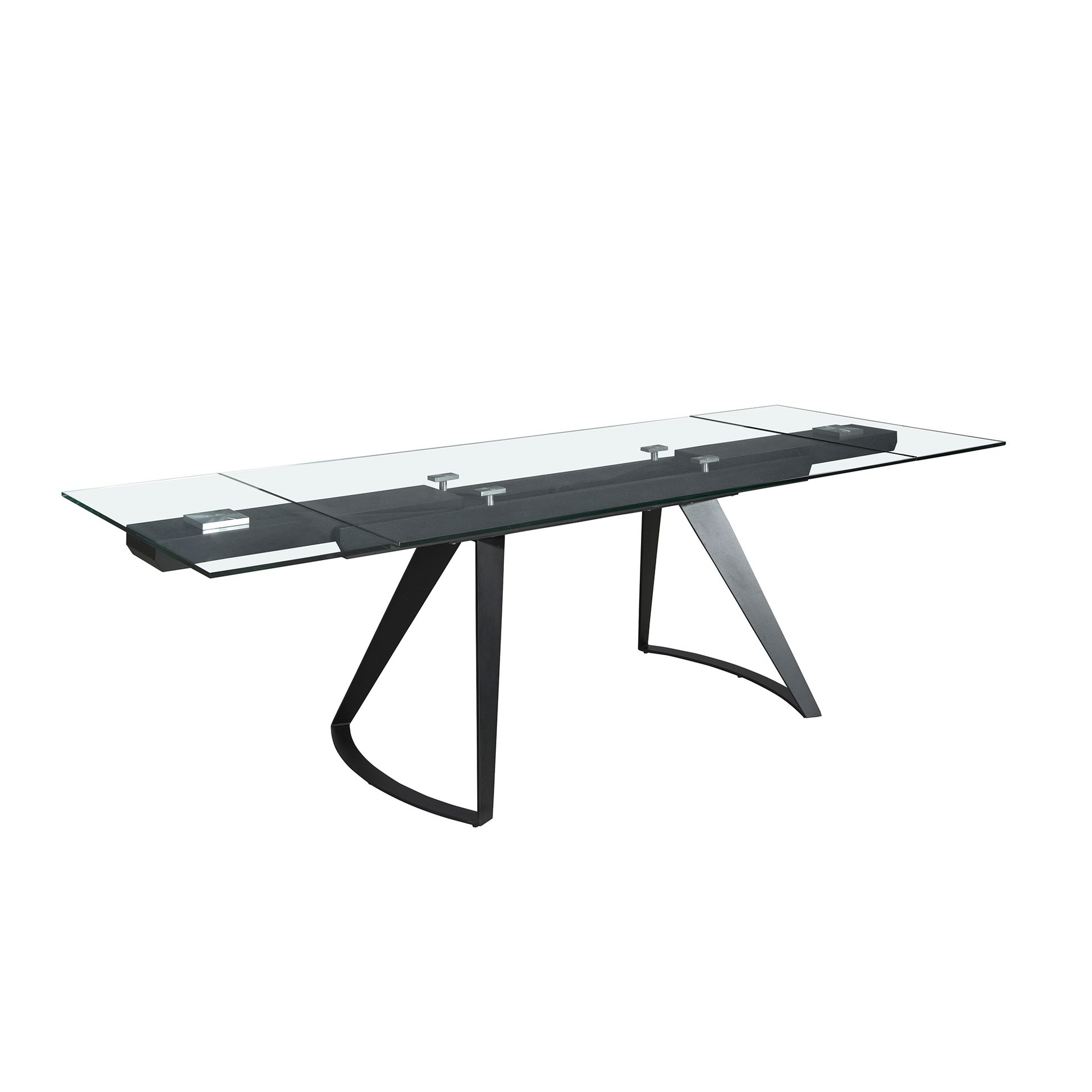 Mesa comedor extensible rectangular cristal templado y acero negro Mesa comedor extensible rectangular cristal templado y acero negro