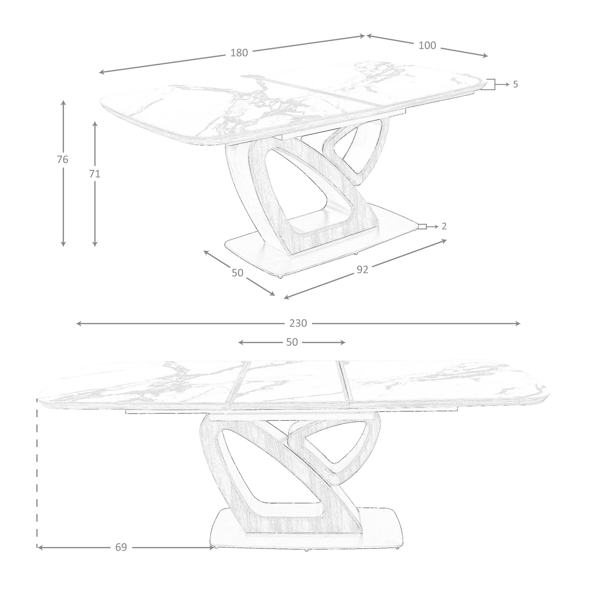 Mesa comedor extensible ovalada barril mármol porcelánico y nogal Mesa comedor extensible ovalada barril mármol porcelánico y nogal