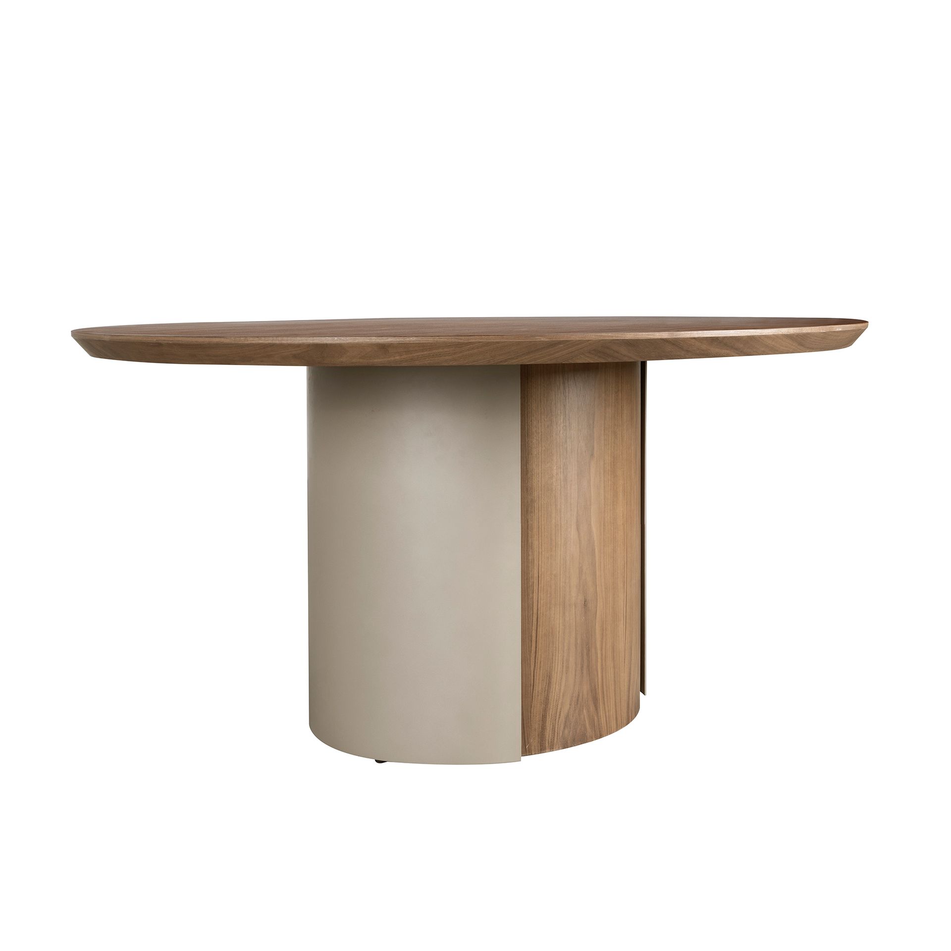 Mesa comedor redonda nogal y acero arena metalizado Mesa comedor redonda nogal y acero arena metalizado