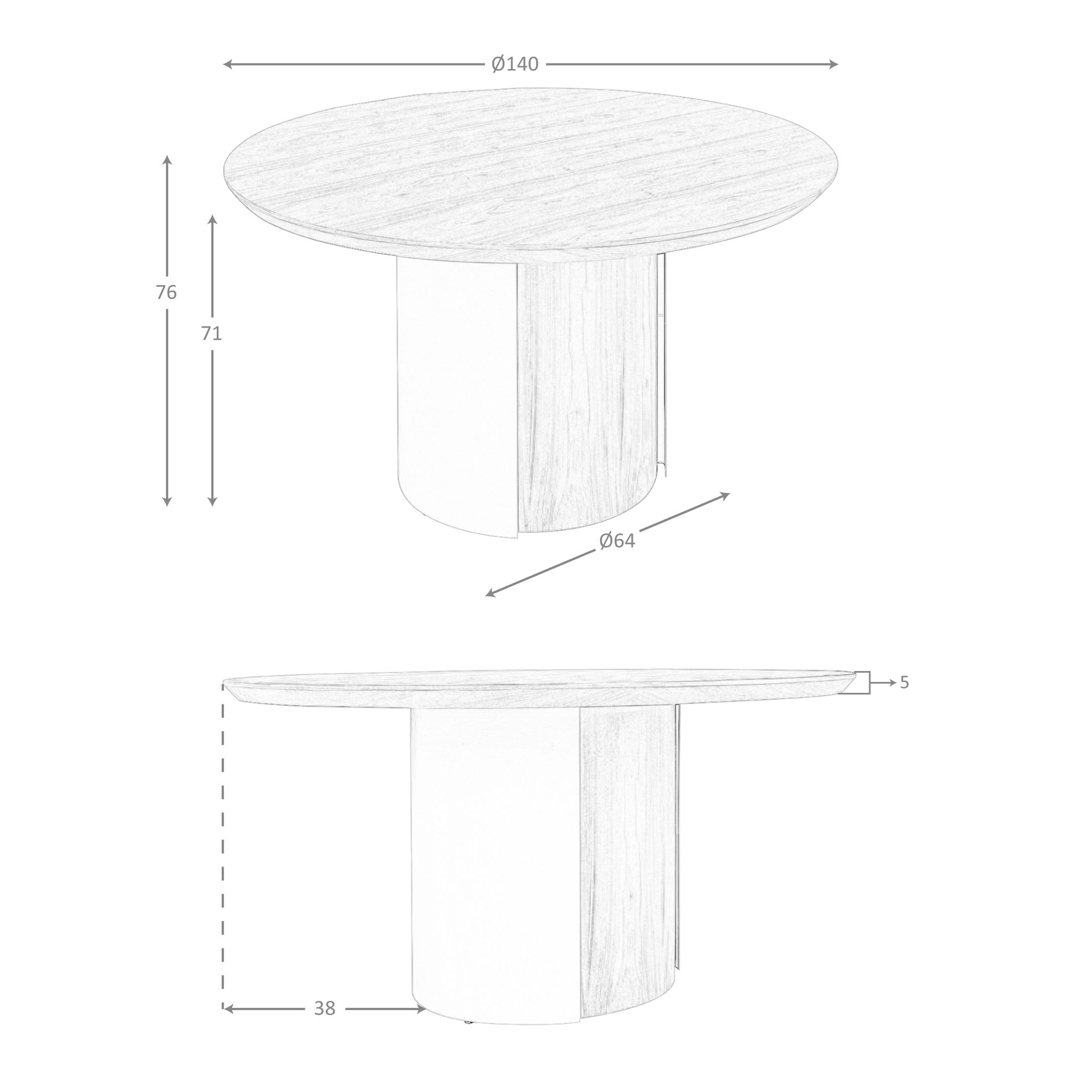 Mesa comedor redonda nogal y acero arena metalizado Mesa comedor redonda nogal y acero arena metalizado