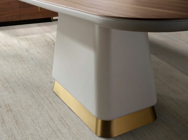 Mesa comedor rectangular nogal y madera beige