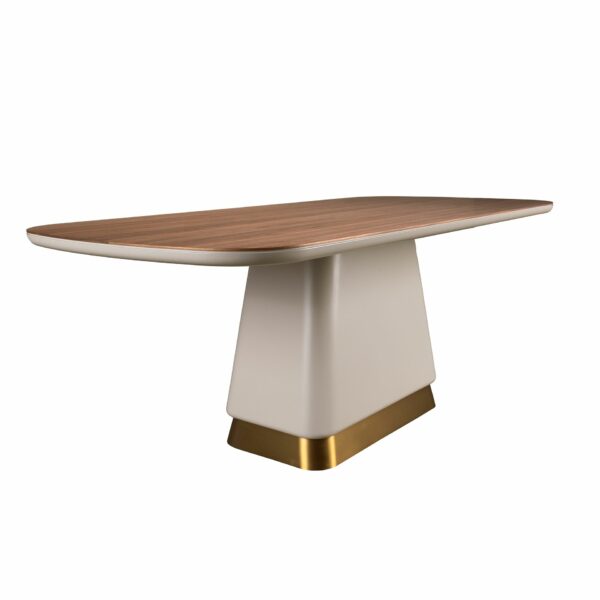 Mesa comedor rectangular nogal y madera beige