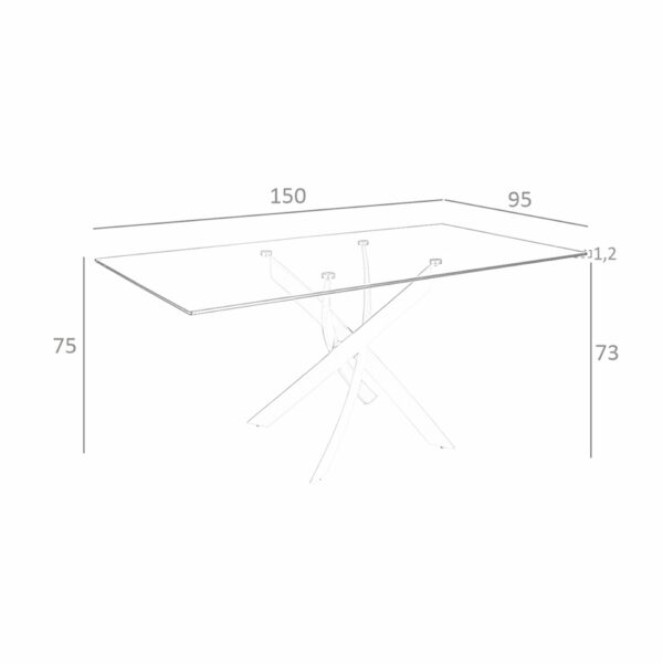 Mesa comedor rectangular cristal templado y acero rosa