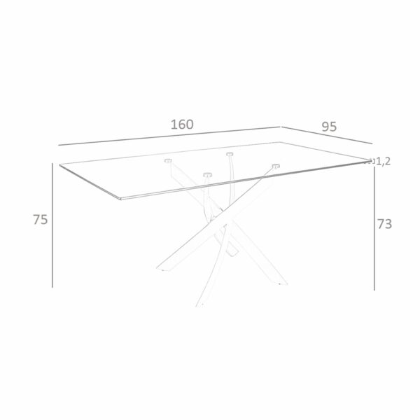 Mesa comedor rectangular cristal templado y acero rosa