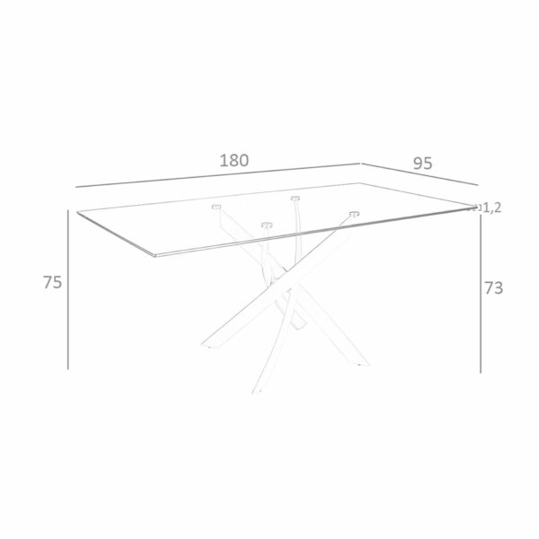 Mesa comedor rectangular cristal templado y acero rosa
