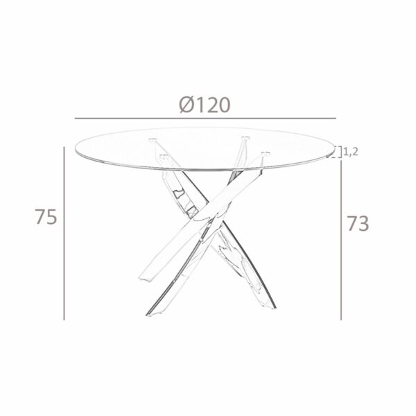 Mesa comedor redonda cristal templado y acero rosa