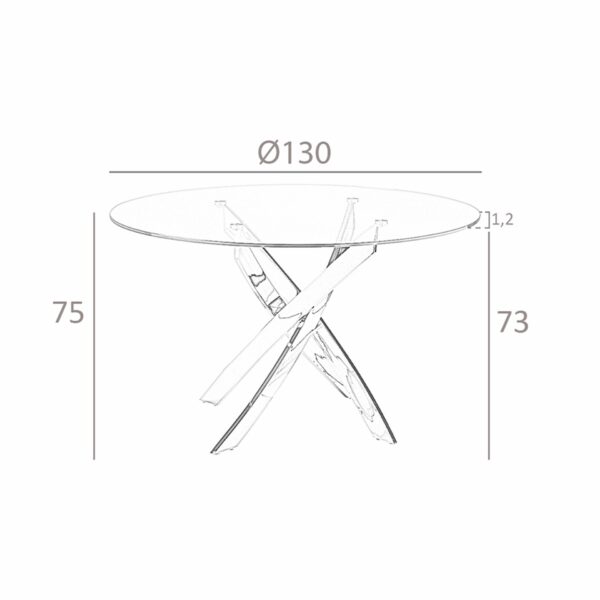 Mesa comedor redonda cristal templado y acero rosa