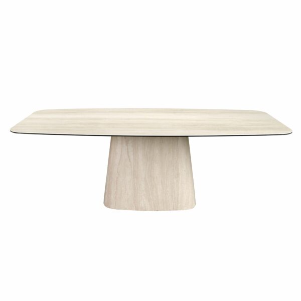 Mesa comedor ovalada barril mármol porcelánico
