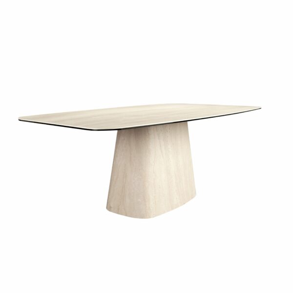 Mesa comedor ovalada barril mármol porcelánico