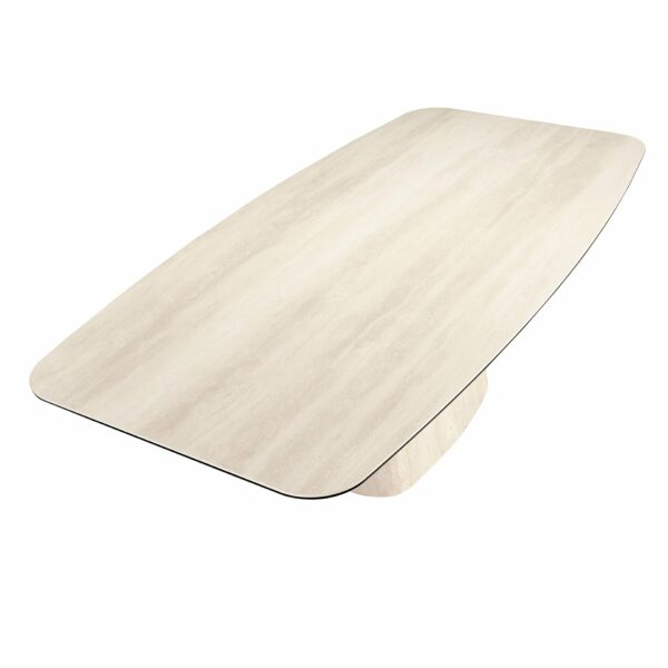 Mesa comedor ovalada barril mármol porcelánico