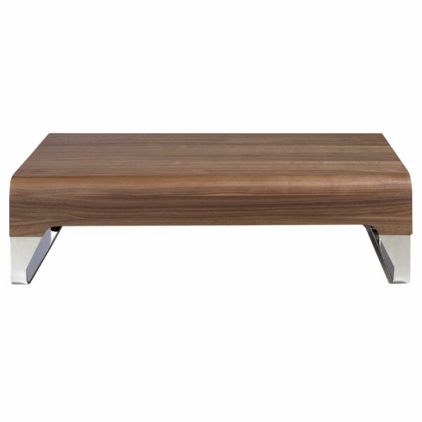 Mesa centro rectangular nogal y acero cromado