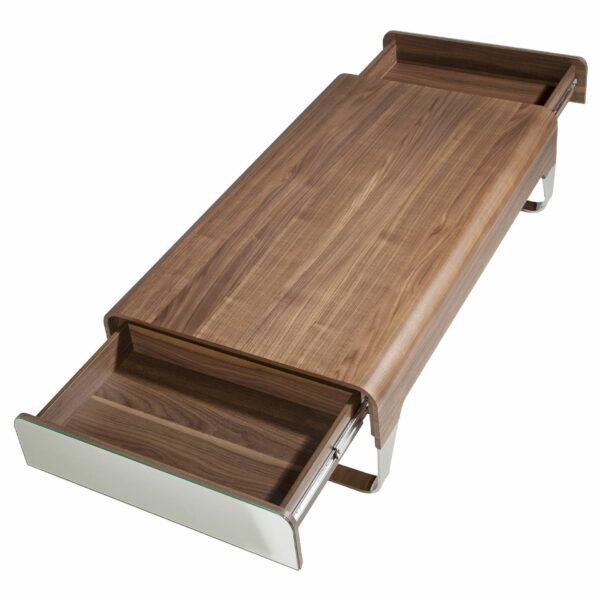 Mesa centro rectangular nogal y acero cromado
