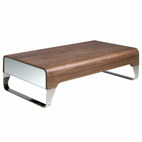 Mesa centro rectangular nogal y acero cromado