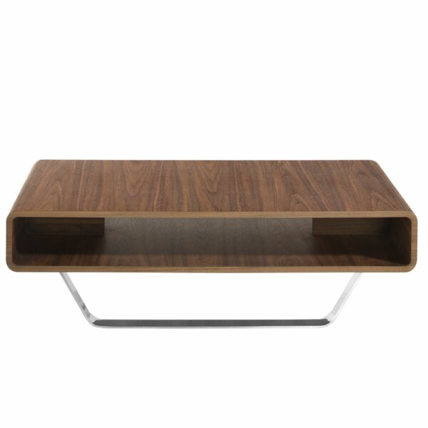 Mesa centro rectangular nogal y acero cromado