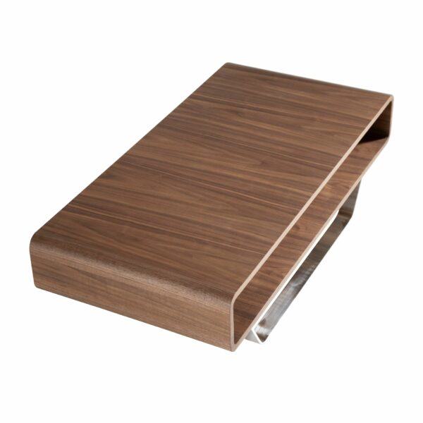Mesa centro rectangular nogal y acero cromado