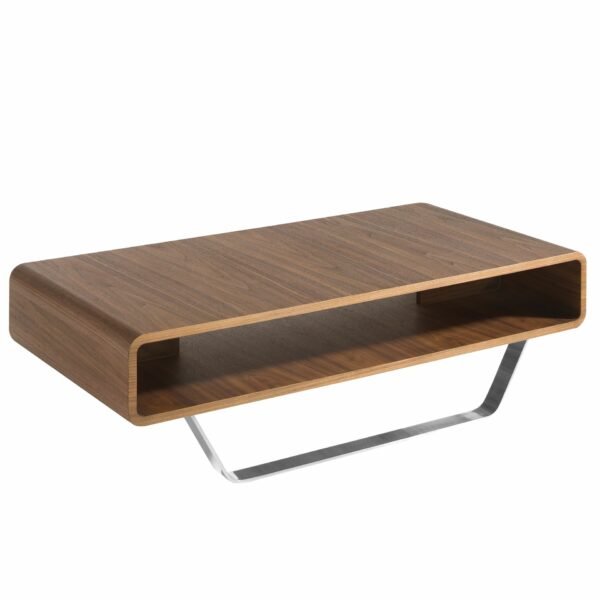 Mesa centro rectangular nogal y acero cromado