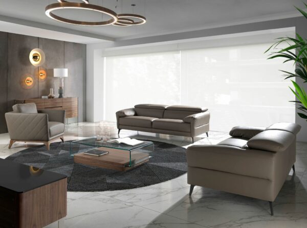 Mesa centro rectangular cristal templado y nogal