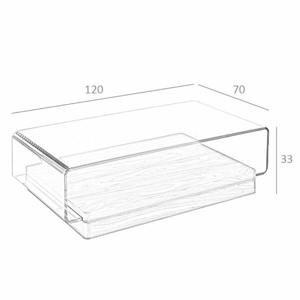 Mesa centro rectangular cristal templado y nogal