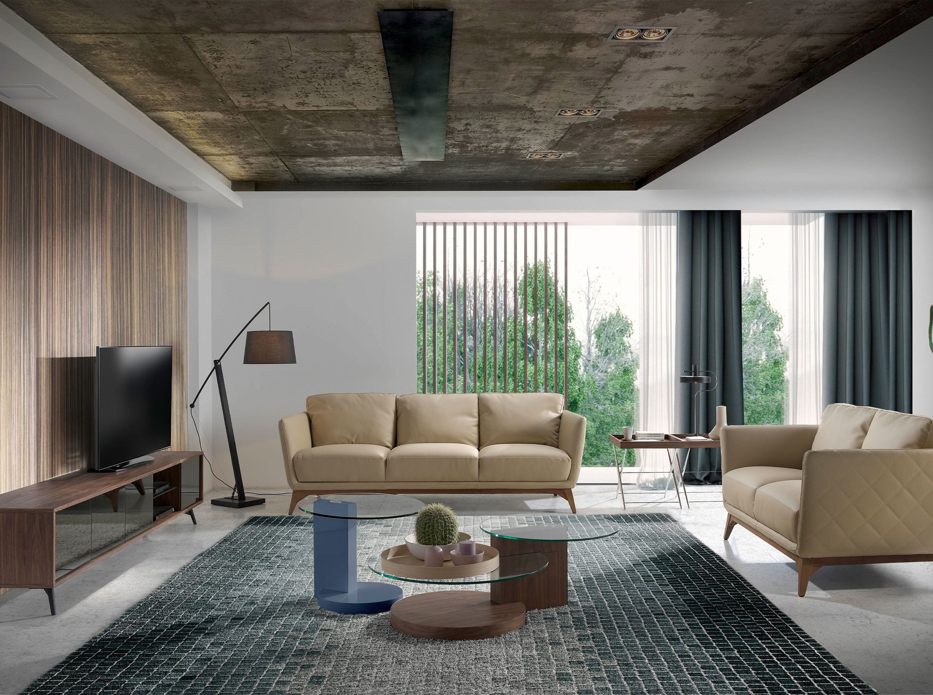 Mesa rincón rectangular nogal y acero cromado Mesa rincón rectangular nogal y acero cromado