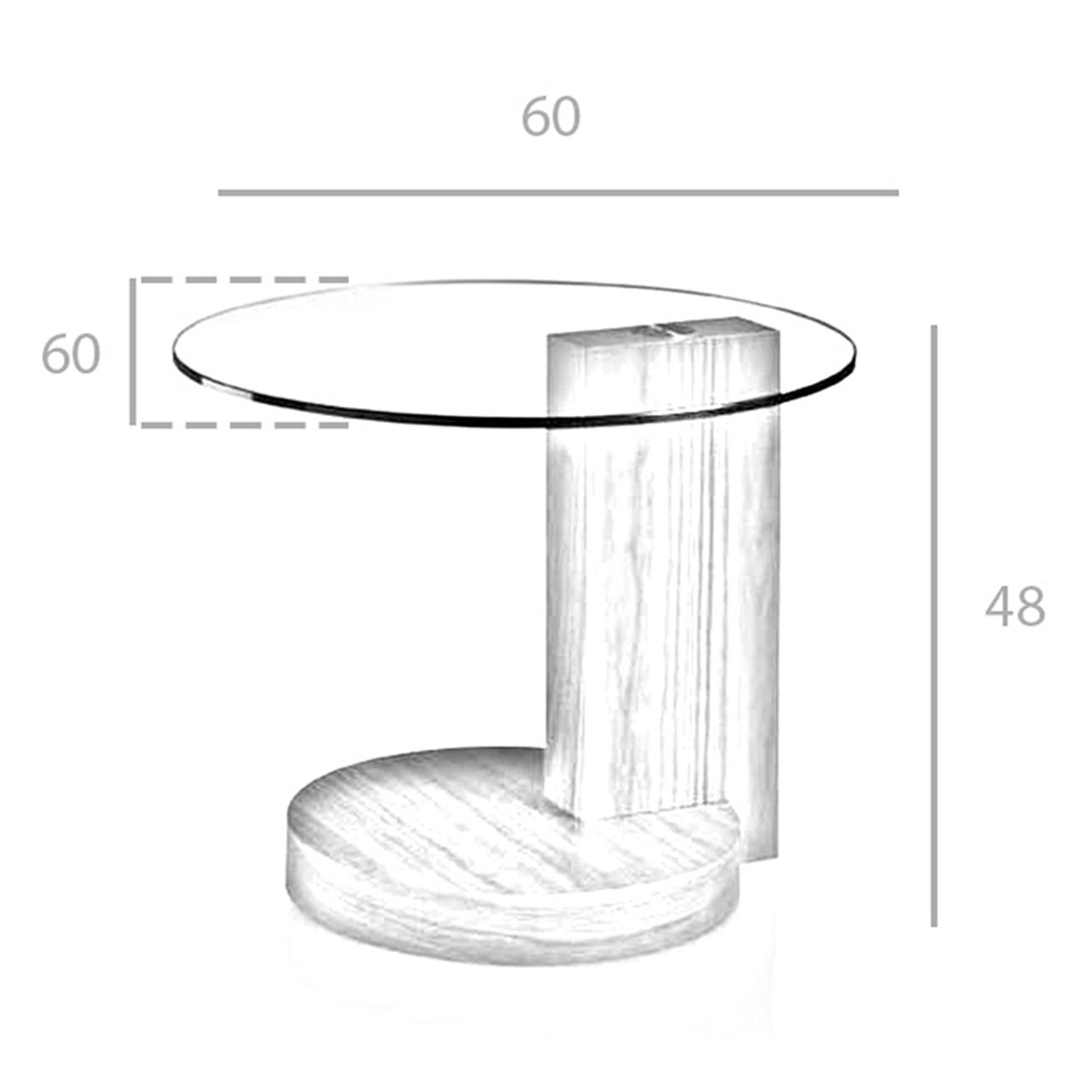 Mesa rincón redonda cristal templado y nogal Mesa rincón redonda cristal templado y nogal