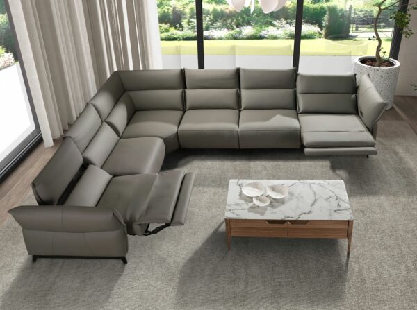 Mesa centro rectangular cristal imitación mármol y nogal