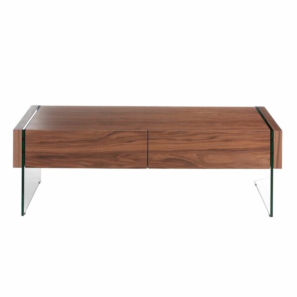 Mesa centro rectangular nogal y cristal templado