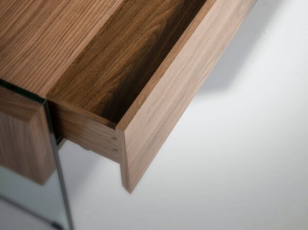 Mesa centro rectangular nogal y cristal templado