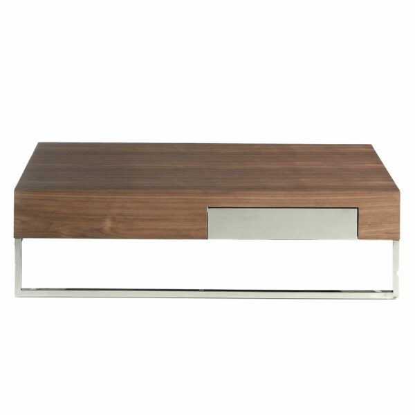 Mesa centro rectangular nogal y acero cromado