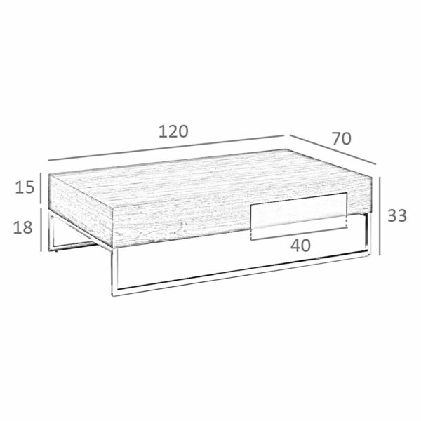 Mesa centro rectangular nogal y acero cromado