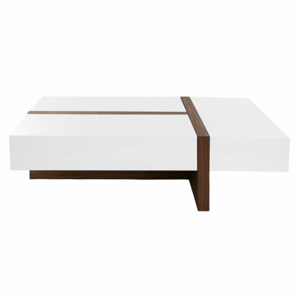 Mesa centro rectangular madera blanco y nogal