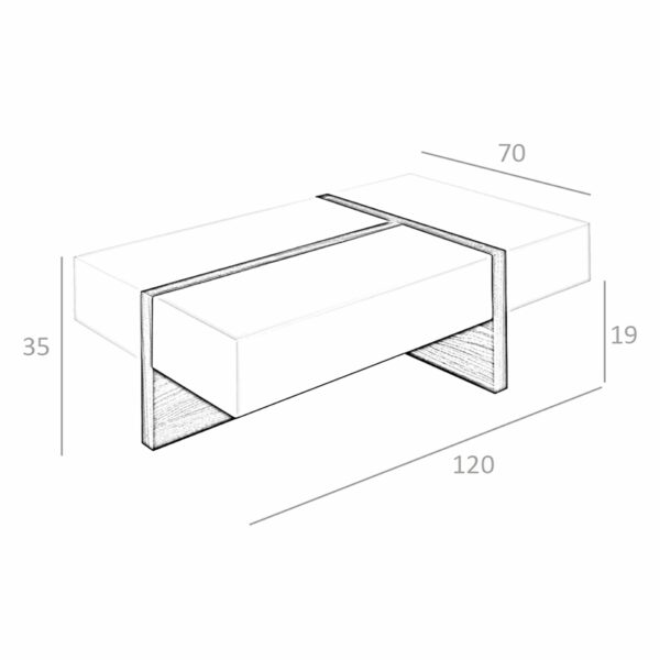 Mesa centro rectangular madera blanco y nogal