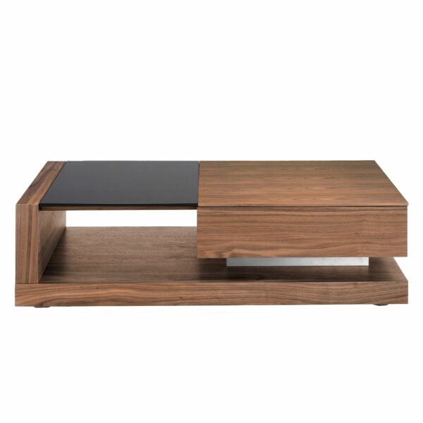 Mesa centro rectangular Cristal negro y nogal