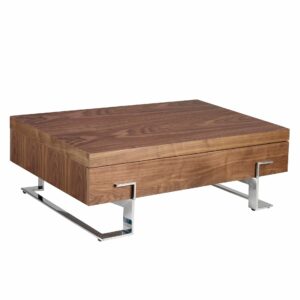 Mesa centro rectangular nogal y acero cromado Mesa centro rectangular nogal y acero cromado