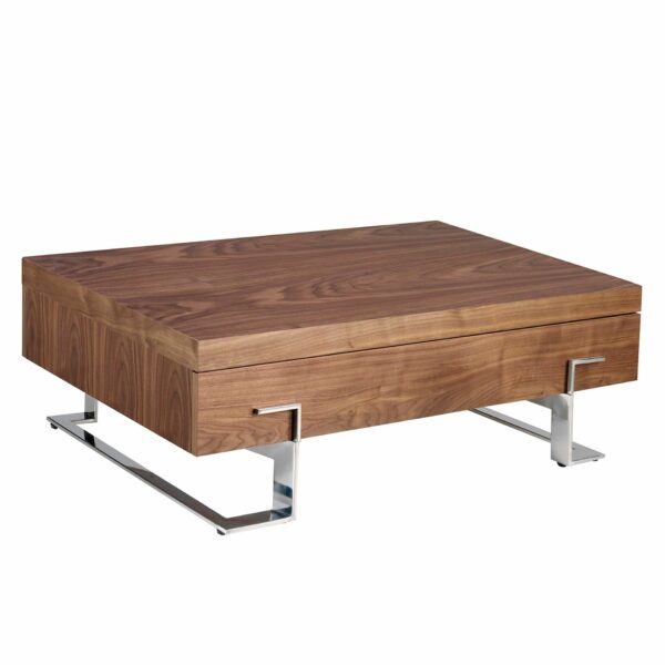 Mesa centro rectangular nogal y acero cromado