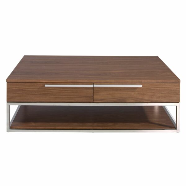 Mesa centro rectangular nogal y acero cromado