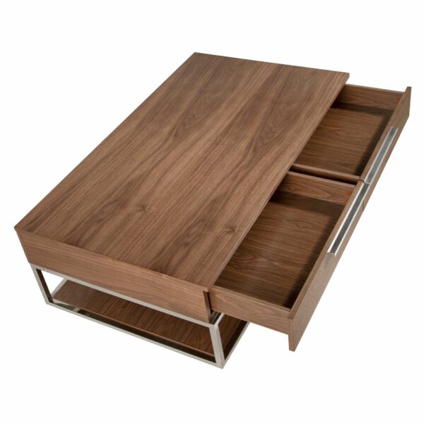 Mesa centro rectangular nogal y acero cromado