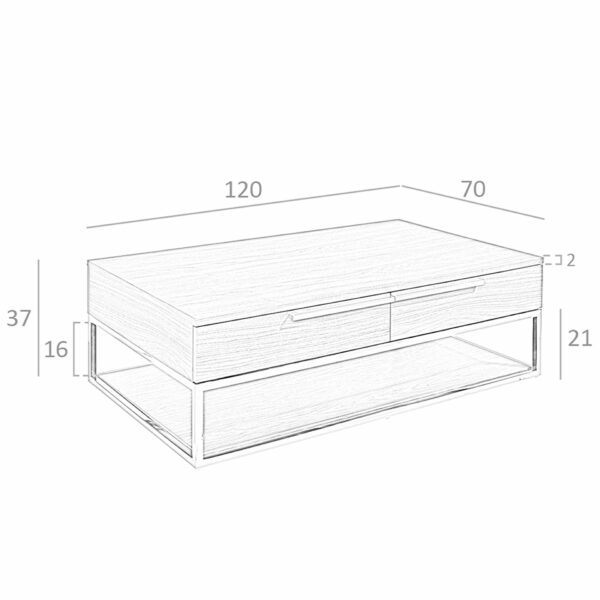 Mesa centro rectangular nogal y acero cromado