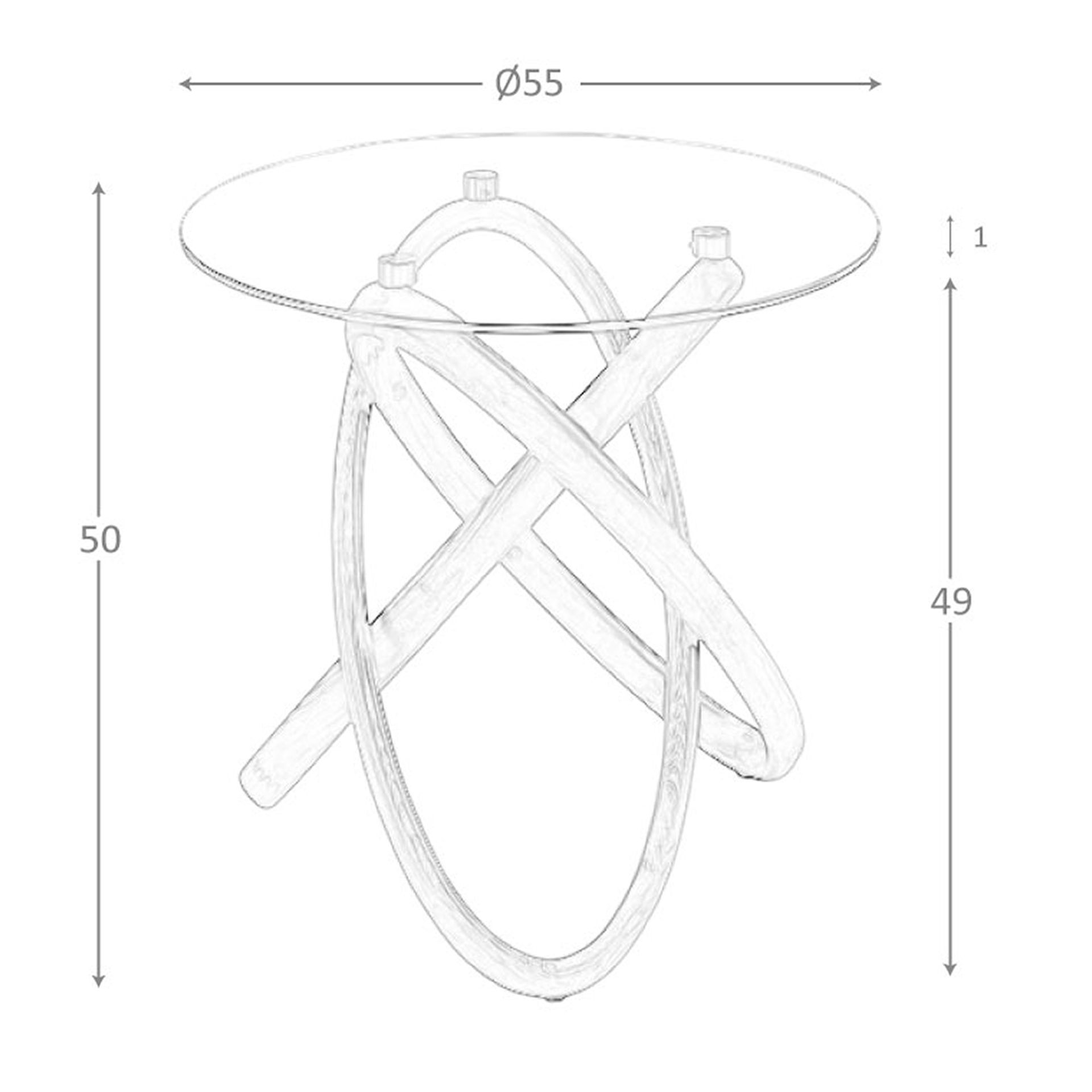 Mesa rincón redonda cristal templado y nogal Mesa rincón redonda cristal templado y nogal
