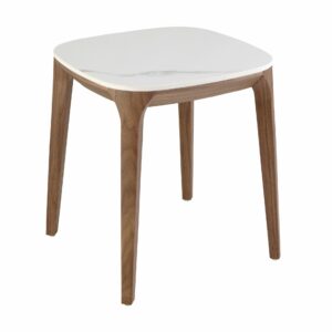 Mesa rincón cuadrada mármol porcelánico y nogal Mesa rincón cuadrada mármol porcelánico y nogal