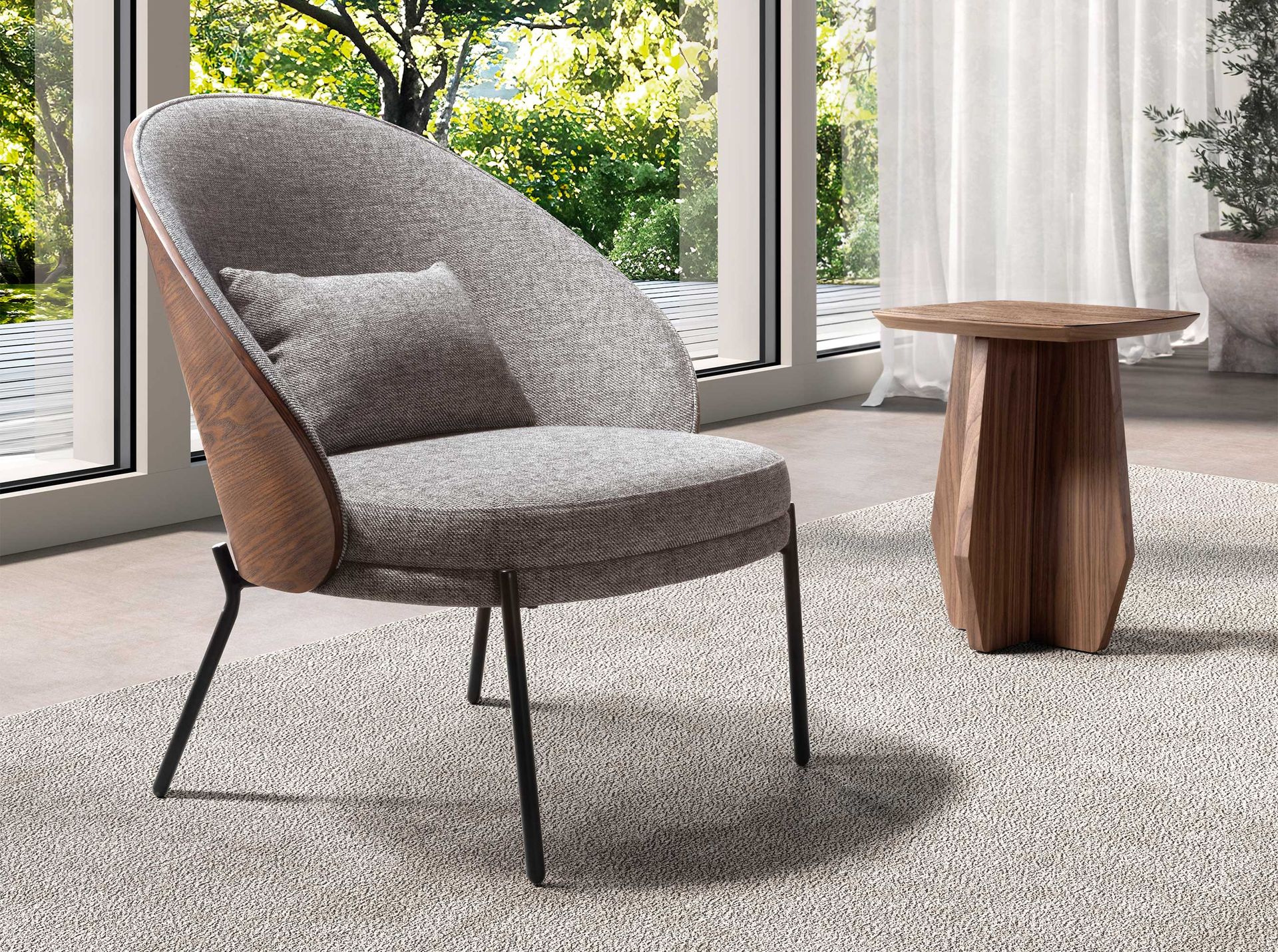 Mesa rincón cuadrada nogal Mesa rincón cuadrada nogal