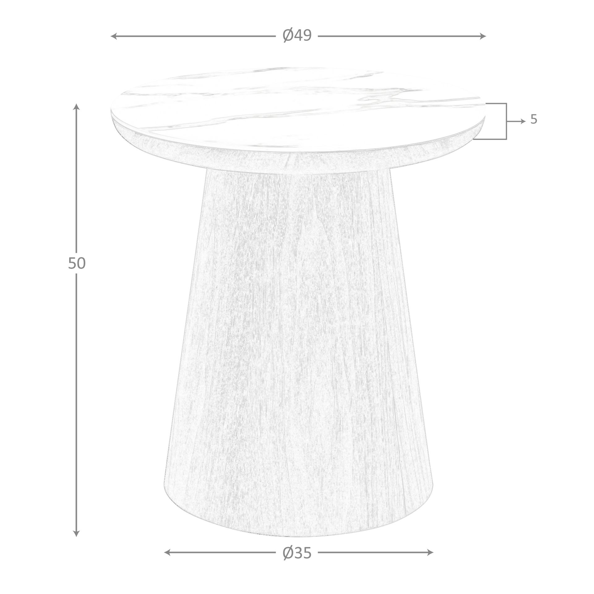 Mesa rincón redonda mármol porcelánico y nogal Mesa rincón redonda mármol porcelánico y nogal