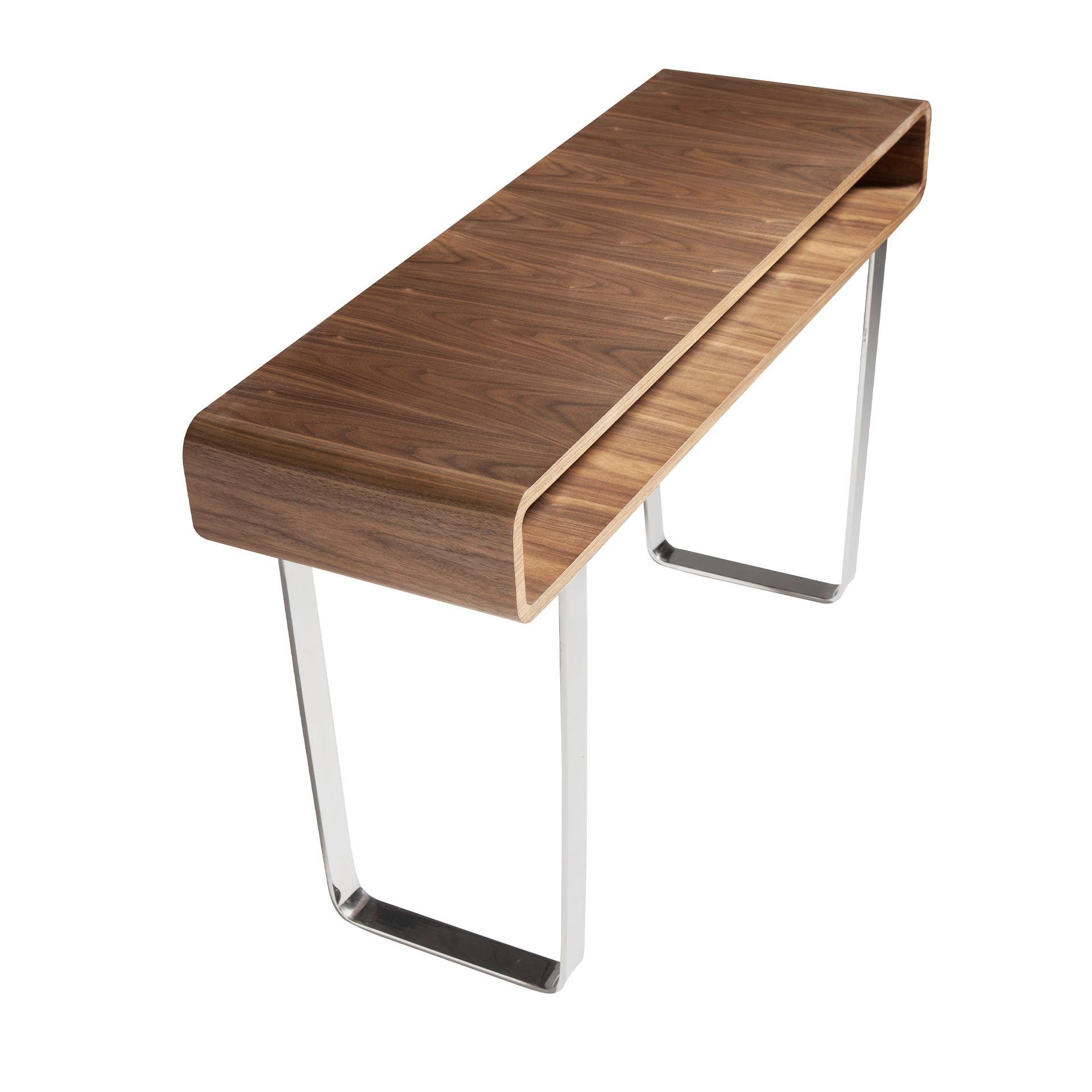 Consola rectangular nogal y acero cromado Consola rectangular nogal y acero cromado