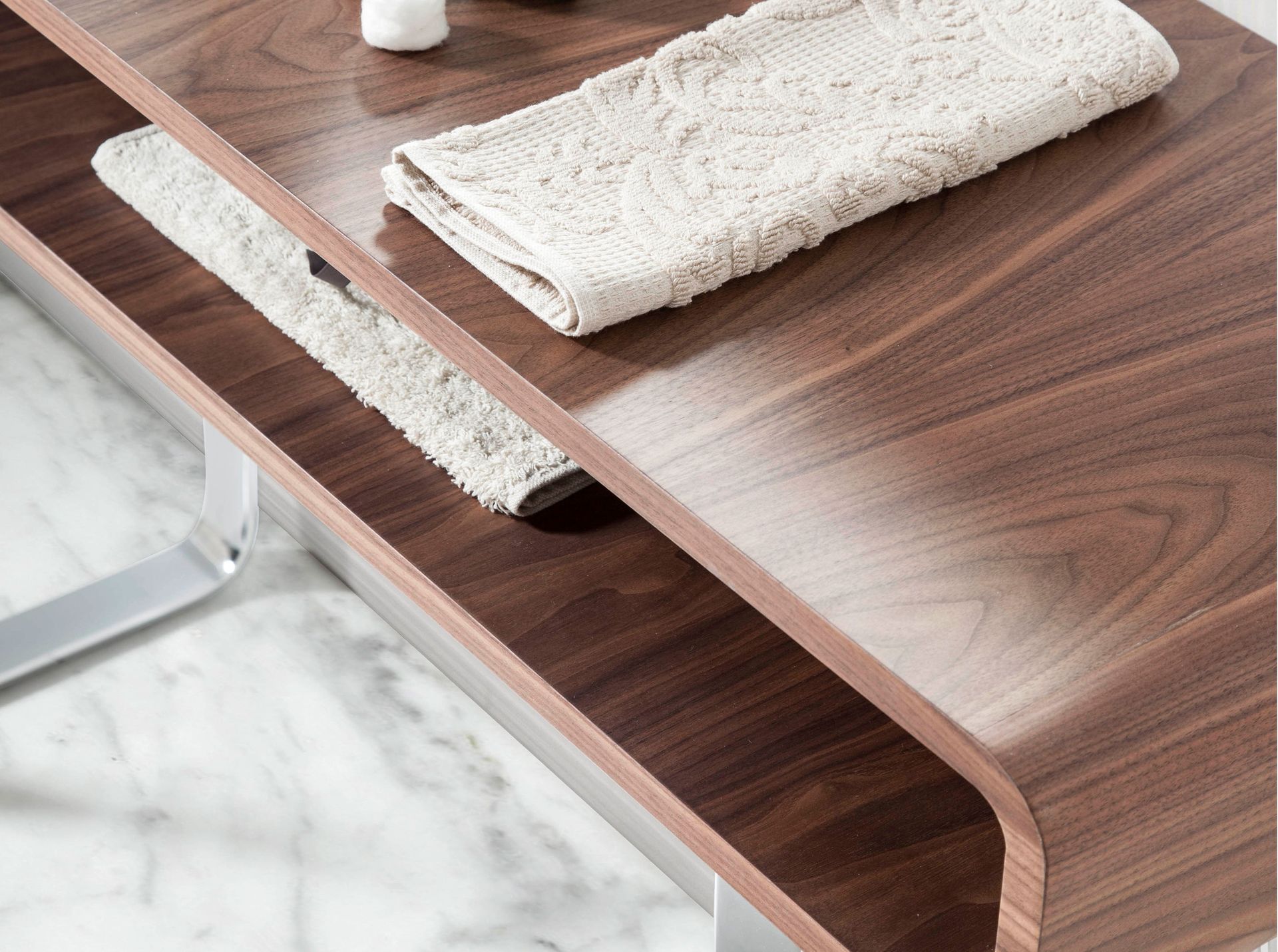 Consola rectangular nogal y acero cromado Consola rectangular nogal y acero cromado