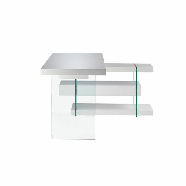 Escritorio madera blanco y cristal templado