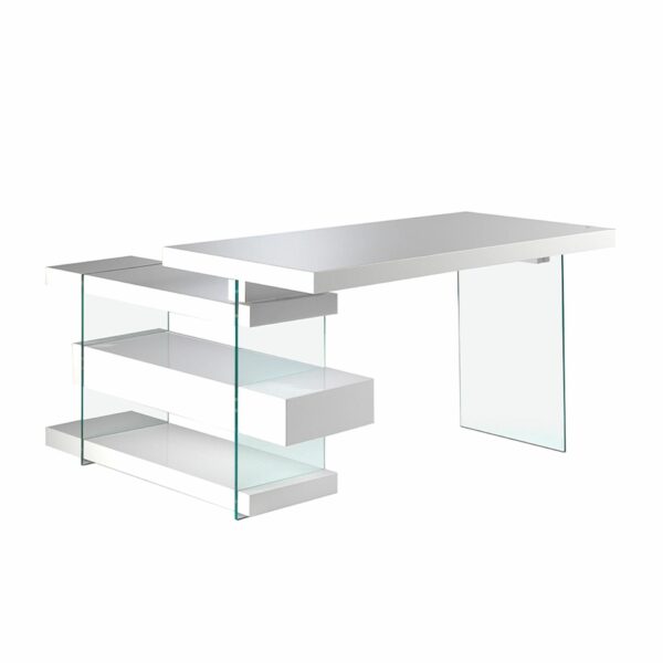 Escritorio madera blanco y cristal templado