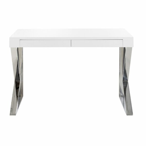 Escritorio madera blanco y acero cromado