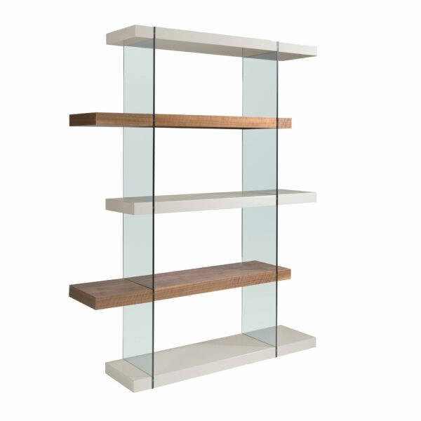 Estantería madera nogal y cristal